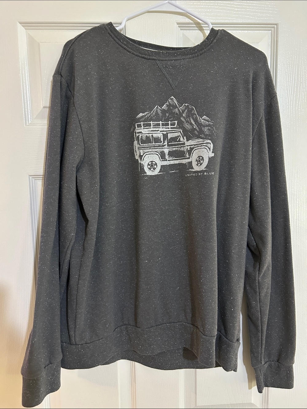 United By Blue Men's Charcoal Crewneck Sweatshirt with White Off-Road Graphic